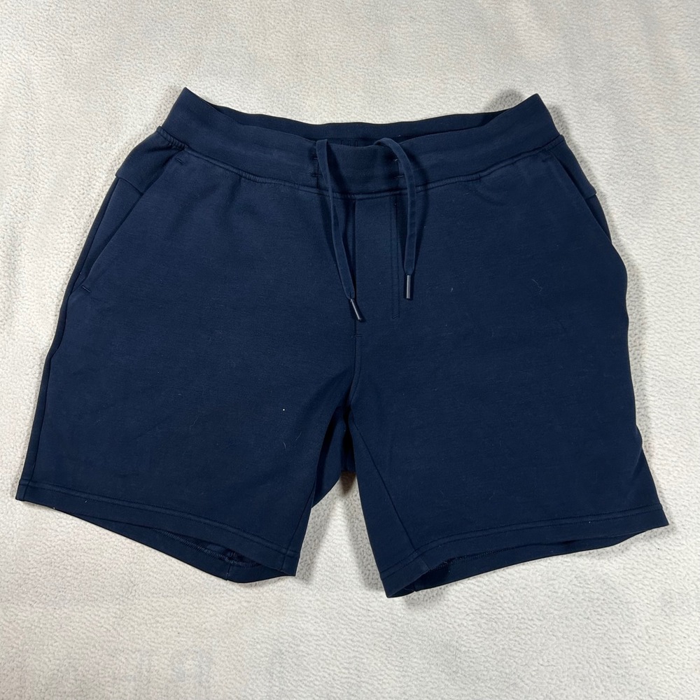 Lululemon City Sweat Shorts Mens Medium Navy Blue Drawstring Knit LM7BMSS